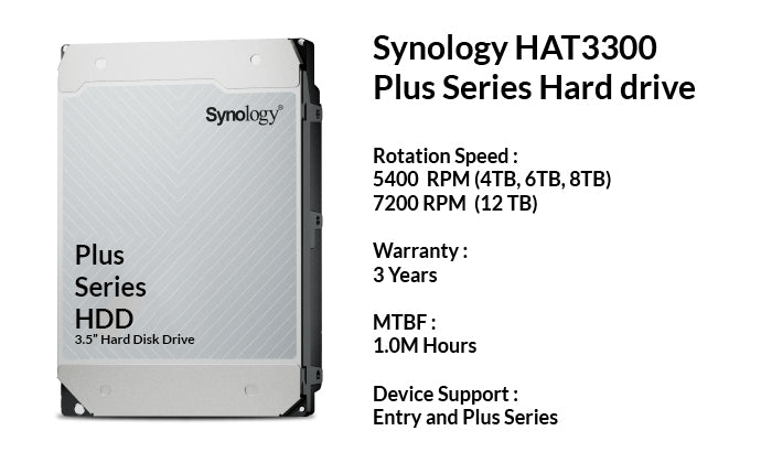 Disque Dur NAS Synology HAT3300 6 To SATA 3,5" - Fiabilité élevée, CMR, 180 To/an | Pour Serveur Et Stockage 24/7 - 13