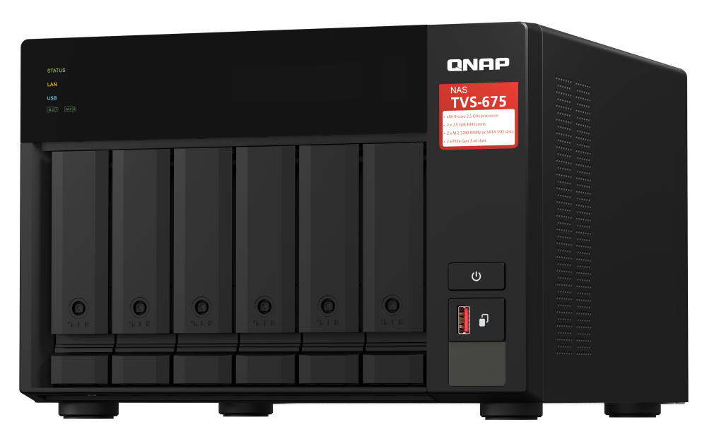 QNAP TVS-675  Cost-efficient 8-core 2.5GbE NAS - TVS-675-8G