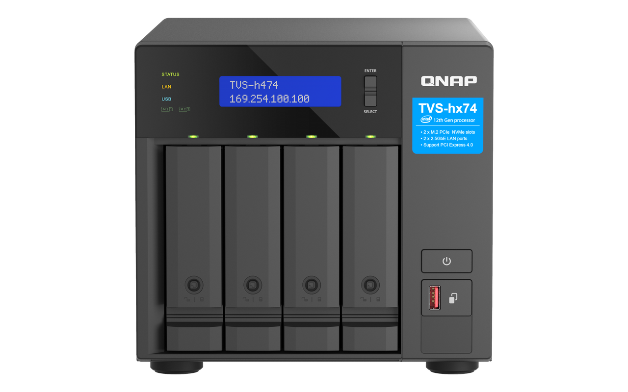 QNAP TVS-h474-i3-8G | 4-Bay Core i3 Professional ZFS NAS