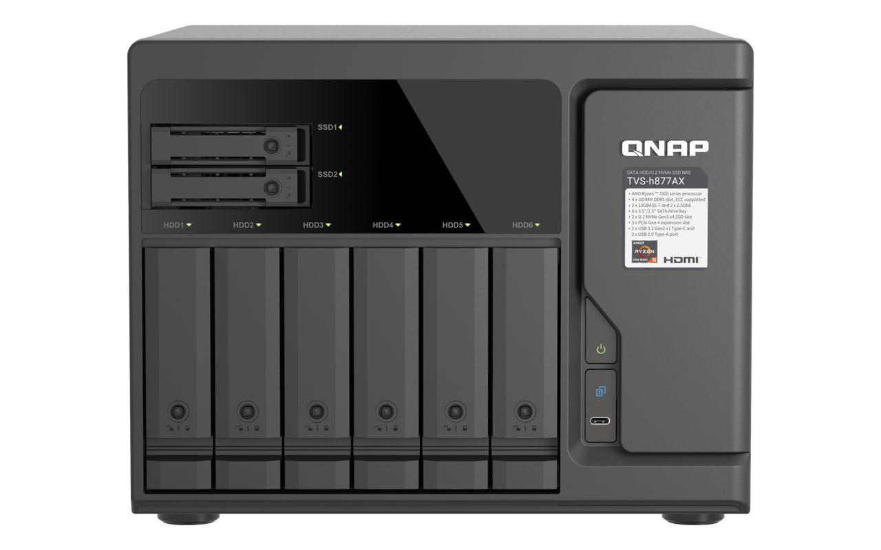 QNAP TVS-h877AX-R5-16G | 8-Bay Ryzen 5 Hybrid Desktop ZFS NAS